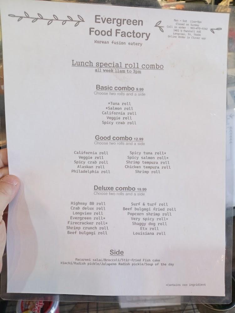 Evergreen Food Factory Menu image 4